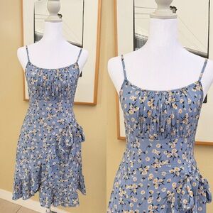 J for Justify Blue Floral Spaghetti Strap Dress in Medium